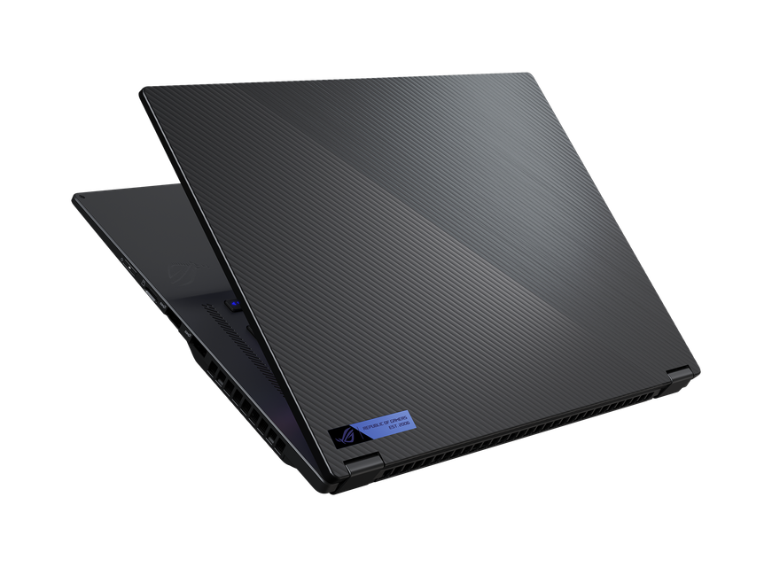 Rog Flow X16 Gray  Back Right Angle Ultra Thin With Gravity Wave Design